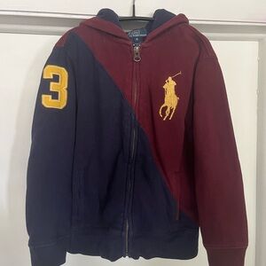 Ralph Lauren Kids' Burgundy and Navy Hoodie